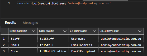 Sql Server Script To Search For A Value Across All Tables And Columns